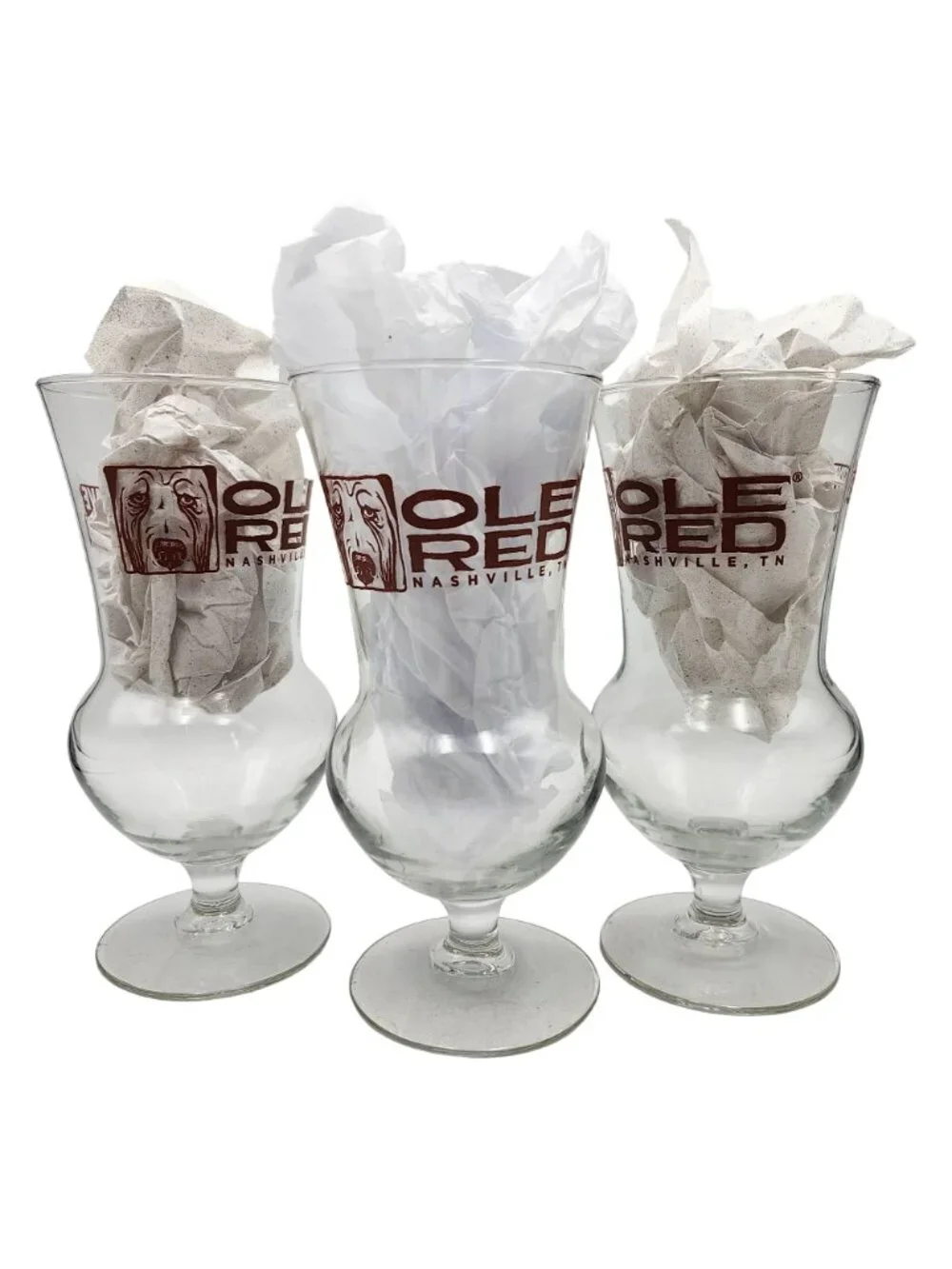 Ole Red Nashville TN Hurricane Bar Glass Cocktail Blake Shelton Barware 3 Pc Lot